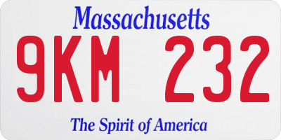 MA license plate 9KM232