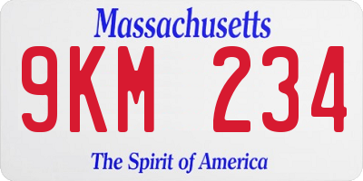 MA license plate 9KM234