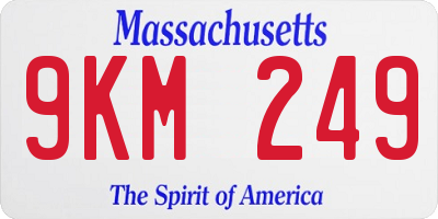 MA license plate 9KM249