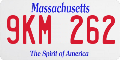 MA license plate 9KM262