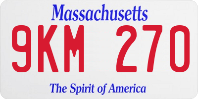 MA license plate 9KM270