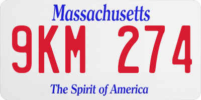 MA license plate 9KM274