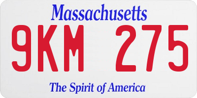 MA license plate 9KM275