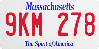MA license plate 9KM278