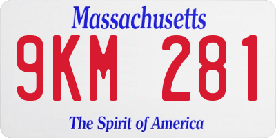MA license plate 9KM281