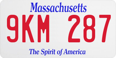 MA license plate 9KM287