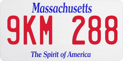 MA license plate 9KM288