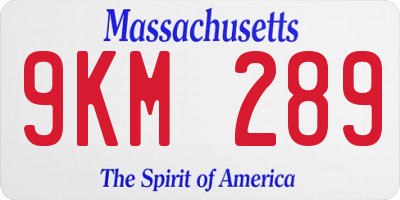MA license plate 9KM289