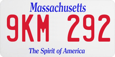 MA license plate 9KM292