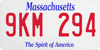 MA license plate 9KM294