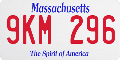 MA license plate 9KM296