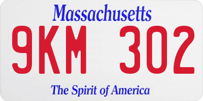 MA license plate 9KM302