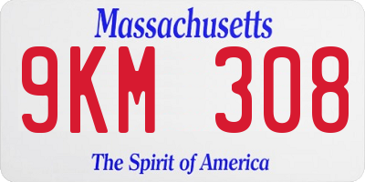 MA license plate 9KM308