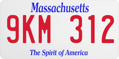 MA license plate 9KM312