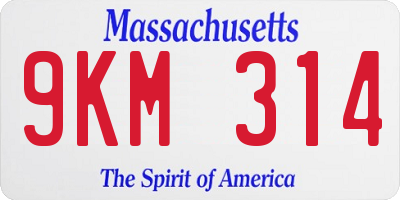 MA license plate 9KM314