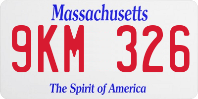 MA license plate 9KM326