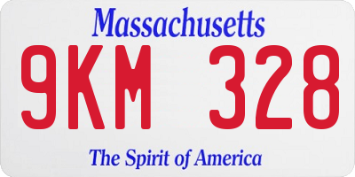 MA license plate 9KM328