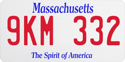 MA license plate 9KM332