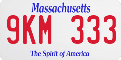 MA license plate 9KM333