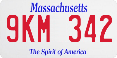 MA license plate 9KM342