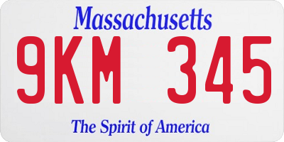 MA license plate 9KM345