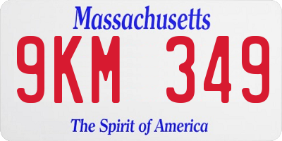 MA license plate 9KM349