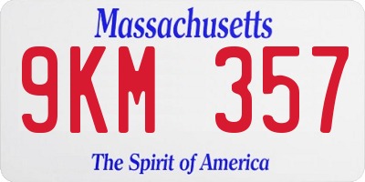 MA license plate 9KM357