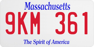 MA license plate 9KM361