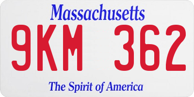 MA license plate 9KM362