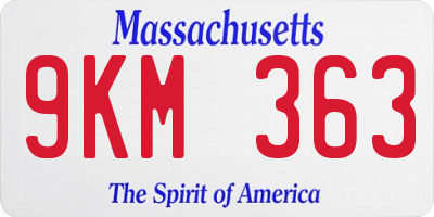 MA license plate 9KM363