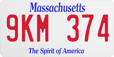 MA license plate 9KM374