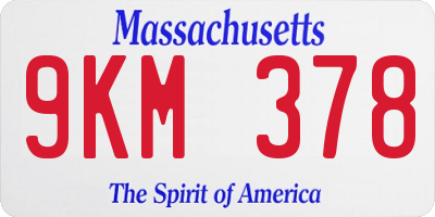 MA license plate 9KM378