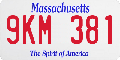 MA license plate 9KM381