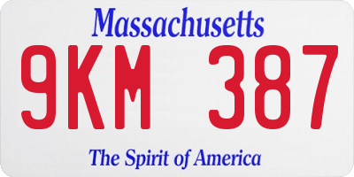 MA license plate 9KM387
