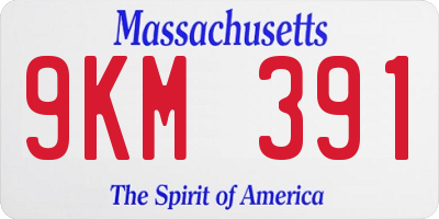 MA license plate 9KM391