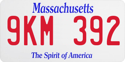 MA license plate 9KM392