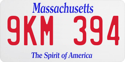 MA license plate 9KM394