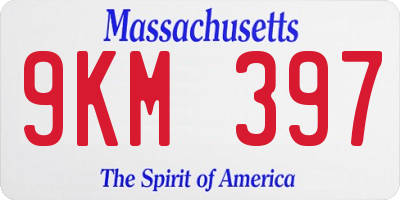 MA license plate 9KM397