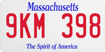 MA license plate 9KM398