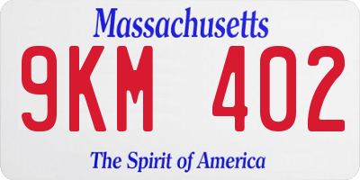 MA license plate 9KM402