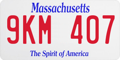 MA license plate 9KM407