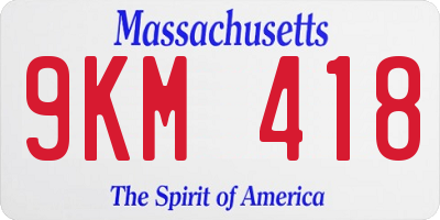 MA license plate 9KM418