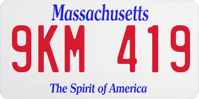 MA license plate 9KM419