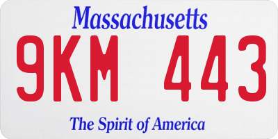 MA license plate 9KM443