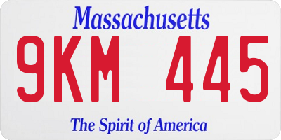 MA license plate 9KM445