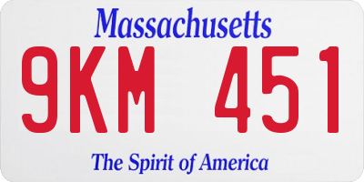 MA license plate 9KM451