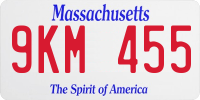 MA license plate 9KM455