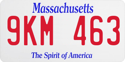 MA license plate 9KM463
