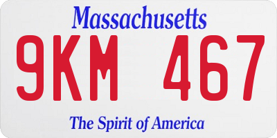 MA license plate 9KM467