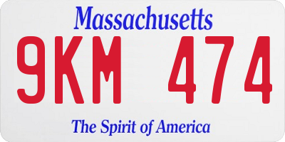 MA license plate 9KM474